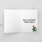 サンタの帽子のクリスマスの芸術のかわいいTレックスの恐竜 シーズンカード (内部)