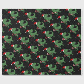 サンタの帽子のクリスマスの芸術のかわいいTレックスの恐竜 ラッピングペーパー (フラット)