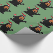 サンタの帽子のクリスマスの芸術のツキノワグマ ラッピングペーパー (角)