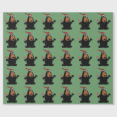 サンタの帽子のクリスマスの芸術のツキノワグマ ラッピングペーパー (フラット)