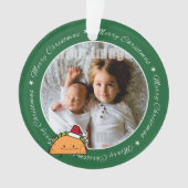 サンタの帽子のクリスマスの貝肉サルサを身に着けているタコス オーナメント (正面)