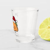 サンタの帽子のクリスマスの貝肉サルサを身に着けているタコス ショットグラス (右)