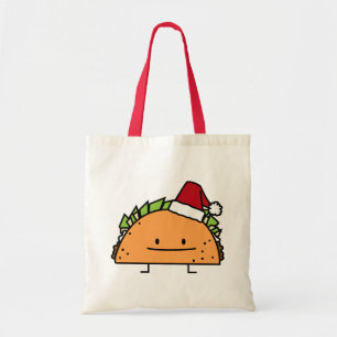 サンタの帽子のクリスマスの貝肉サルサを身に着けているタコス トートバッグ