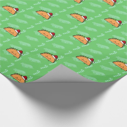 サンタの帽子のクリスマスの貝肉サルサを身に着けているタコス ラッピングペーパー (角)