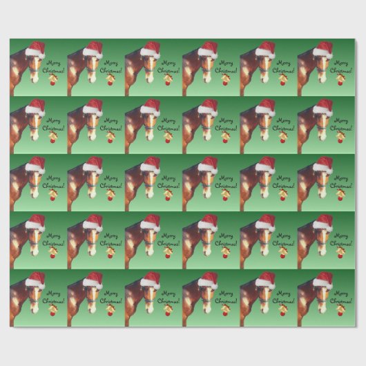 サンタの帽子のクリスマスの馬 ラッピングペーパー (フラット)