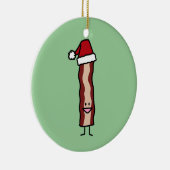 サンタの帽子のクリスマスを身に着けているベーコン セラミックオーナメント (右)