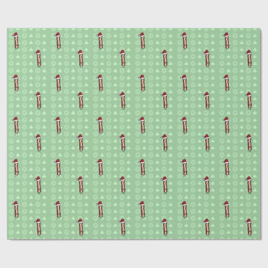 サンタの帽子のクリスマスを身に着けているベーコン ラッピングペーパー (フラット)