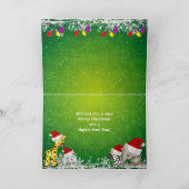 サンタの帽子のクリスマスカードのかわいいサファリ動物 シーズンカード (内部)