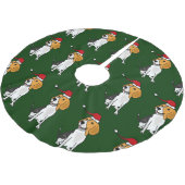 サンタの帽子のクリスマスツリーのスカートのおもしろいなビーグル犬 ブラッシュドポリエステルツリースカート (アングル)