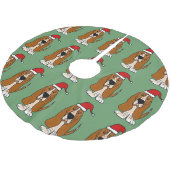 サンタの帽子のクリスマスツリーのスカートのおもしろいのバセットハウンド ブラッシュドポリエステルツリースカート (アングル)