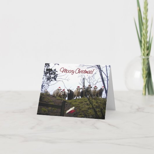 サンタの帽子のクリスマス・パーティの招待の牛 招待状 (正面)