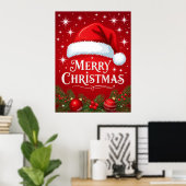 サンタの帽子のクリスマス ポスター (ホームオフィス)