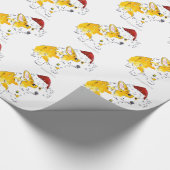 サンタの帽子のコーギーのクリスマス及び休日の包装紙 ラッピングペーパー (角)