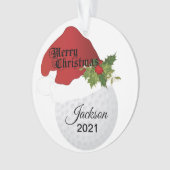 サンタの帽子のゴルフデザイン| DIYの名前 オーナメント (正面)