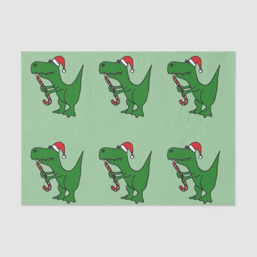 サンタの帽子のティッシュペーパーのT-Rextのおもしろいな恐竜 薄葉紙 (正面)