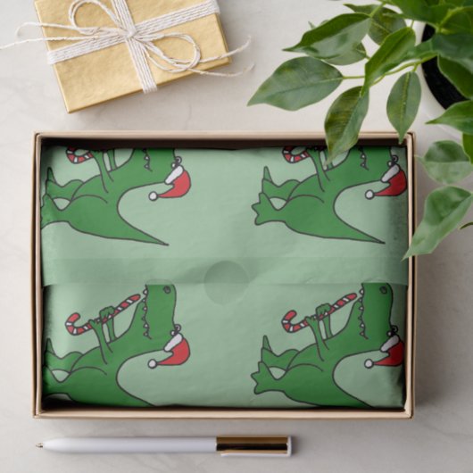 サンタの帽子のティッシュペーパーのT-Rextのおもしろいな恐竜 薄葉紙 (ギフト)