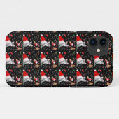 サンタの帽子のパターンのフレンチブルドッグの子犬 Case-Mate iPhoneケース (裏面(横))