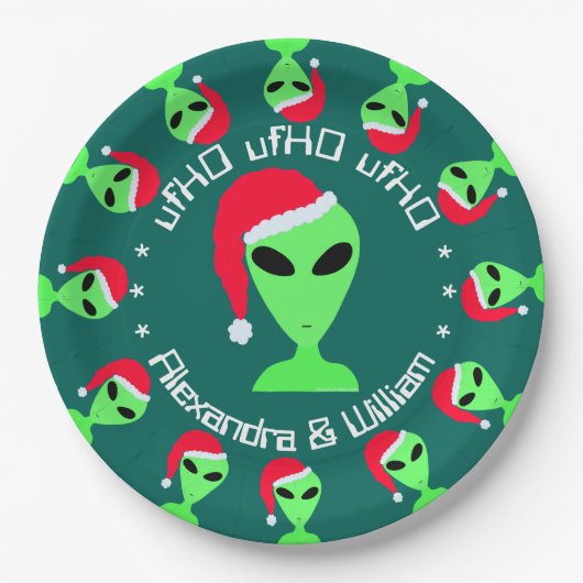 サンタの帽子のパーソナライズなクリスマス・パーティのZ LGM ペーパープレート (正面)