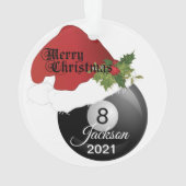 サンタの帽子のビリヤードのデザイン| DIYの名前 オーナメント (裏面)