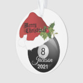 サンタの帽子のビリヤードのデザイン| DIYの名前 オーナメント (正面)