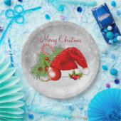 サンタの帽子のフェスティバルのクリスマス ペーパープレート (パーティー)