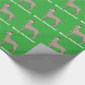 サンタの帽子のメリークリスマスのグレイハウンド ラッピングペーパー (角)