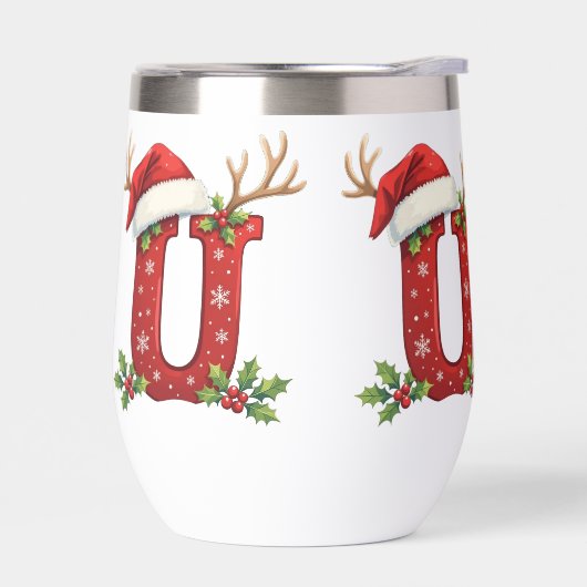 サンタの帽子のモノグラムイニシャルU メリークリスマス (左面)