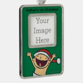 サンタの帽子のレスリーPatricelliのベビーの踊り シルバープレートフレームオーナメント (右)