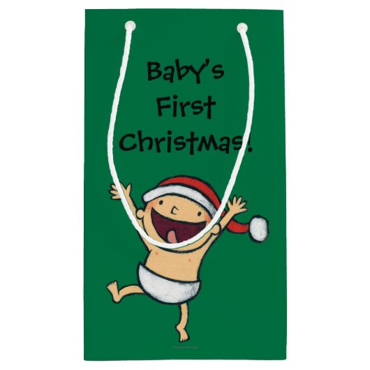 サンタの帽子のレスリーPatricelliのベビーの踊り スモールペーパーバッグ (裏面)