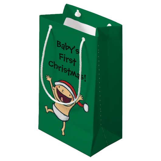 サンタの帽子のレスリーPatricelliのベビーの踊り スモールペーパーバッグ (正面アングル)