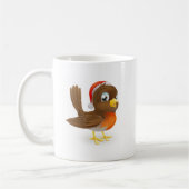 サンタの帽子のロビンの鳥 コーヒーマグカップ (左)