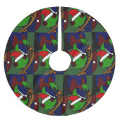 サンタの帽子の芸術のクリスマスツリーのスカートのアマガエル ブラッシュドポリエステルツリースカート (正面)