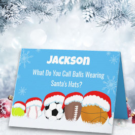 サンタの帽子の謎にクリスマス・スポーツ・ボールの名前を付ける カード