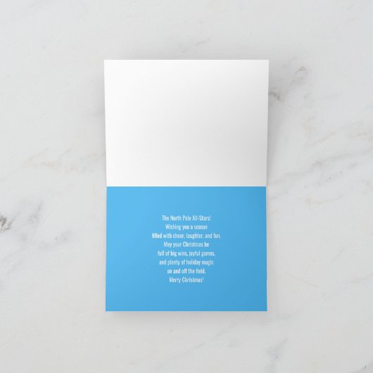 サンタの帽子の謎にクリスマス・スポーツ・ボールの名前を付ける カード (内部)