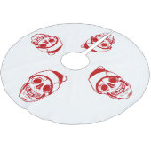 サンタの帽子の赤いスカル ブラッシュドポリエステルツリースカート (アングル)