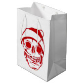 サンタの帽子の赤いスカル ミディアムペーパーバッグ (正面アングル)