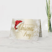 サンタの帽子の雪片のクリスマスのパーティの招待状 招待状 (正面)