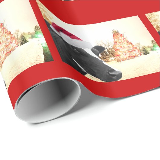 サンタの帽子のMooeyのクリスマスの冬牛 ラッピングペーパー (ロールコーナー)