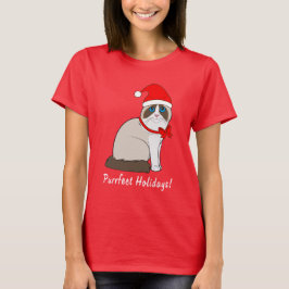 サンタの帽子のPurrfectの休日のRagdoll猫! Tシャツ
