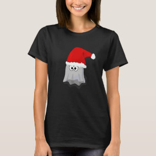サンタの帽子をかぶったお化け 楽しい スプーキー クラウス クリスマス Tシャツ