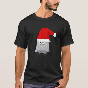 サンタの帽子をかぶったお化け 楽しい スプーキー クラウス クリスマス Tシャツ