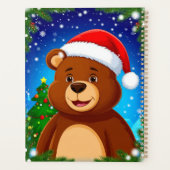 サンタの帽子をかぶったかわいいキャラクターのクマとクリスマスツリー プランナー手帳 (裏面)