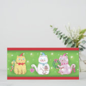 サンタの帽子をかぶったかわいいキャラクターの猫たち (スタンド正面)