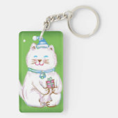 サンタの帽子をかぶったかわいいキャラクターの猫たち キーホルダー (裏面)