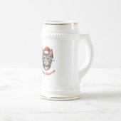 サンタの帽子をかぶったかわいいクリスマスの猫 ビールジョッキ (正面右)