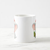 サンタの帽子をかぶったかわいいクリスマスの象 コーヒーマグカップ (中央)