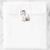 サンタの帽子をかぶったかわいいクリスマスの馬 スクエアシール (バッグ)