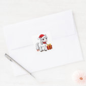 サンタの帽子をかぶったかわいいクリスマスの馬 スクエアシール (封筒)