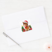 サンタの帽子をかぶったかわいいクリスマスの馬 スクエアシール (封筒)
