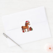 サンタの帽子をかぶったかわいいクリスマスの馬 スクエアシール (封筒)